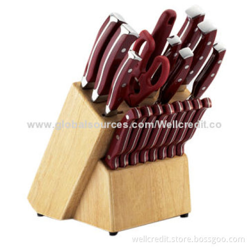 Good-quality 19pcs S/S knife set with wooden stand
